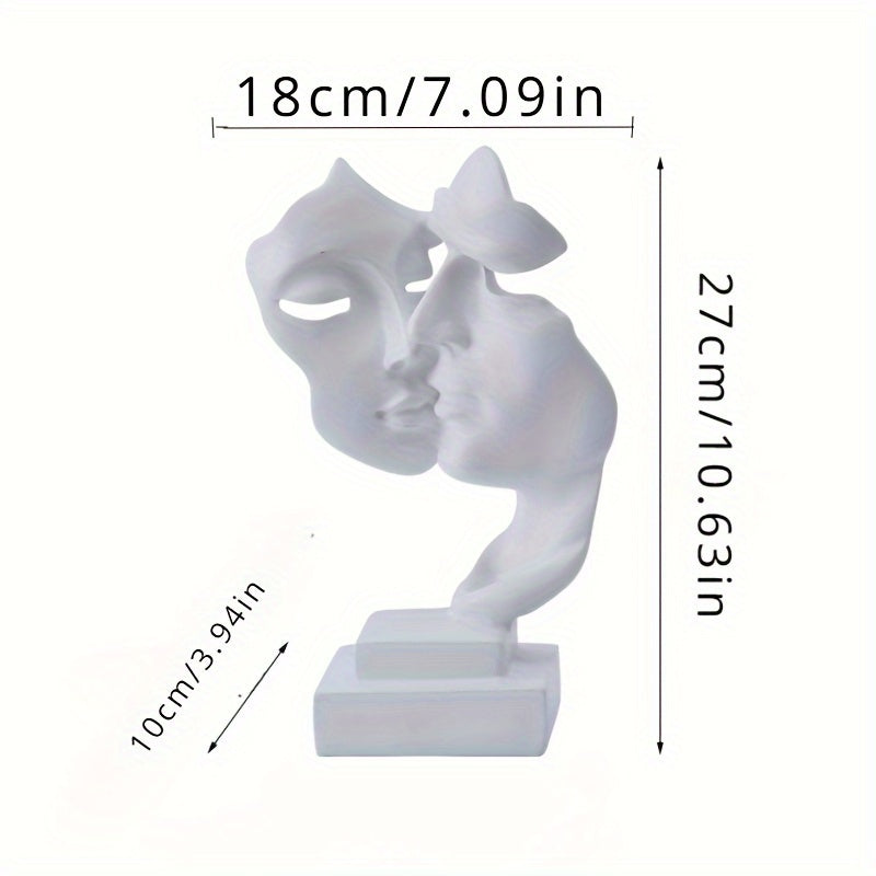 1pc, Abstract Couple Figurine Sculptures, Resin Silence Is Golden Statues, European Style Decorative Ornaments For Home, Living Room, Showroom, TV Cabinet Decor, Office Desk Accessories
