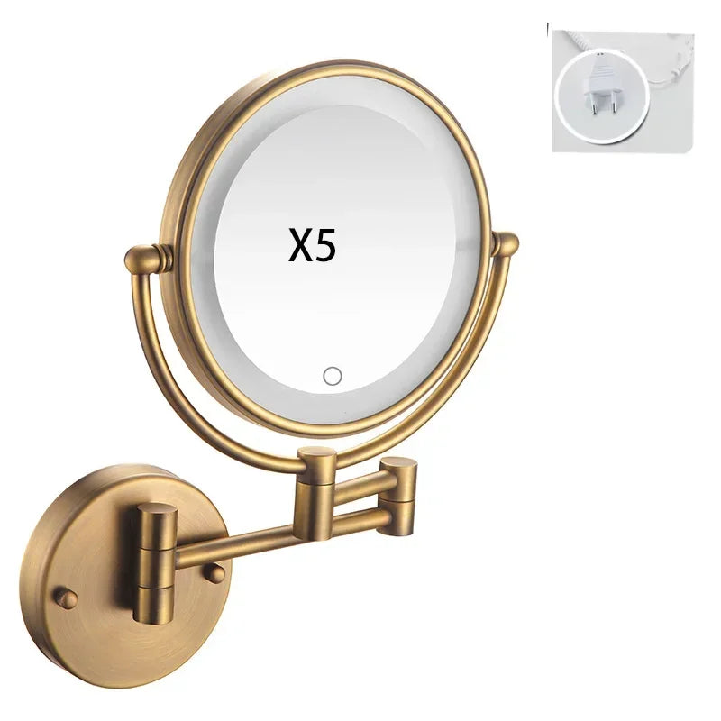 Decorative Mirrors Bathroom 8-inch Folding Rotating Telescopic Makeup Mirror Wall Hanging Double-sided Magnifying Beauty Mirrors
