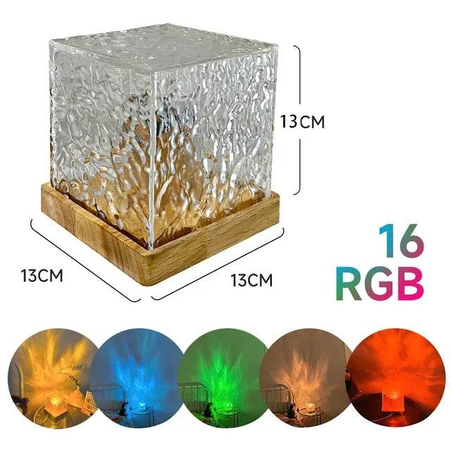 Crystal Lamp Water Ripple Projector Night Lights Decoration Home Houses Bedroom Aesthetic Atmosphere Holiday Gift Sunset Lights