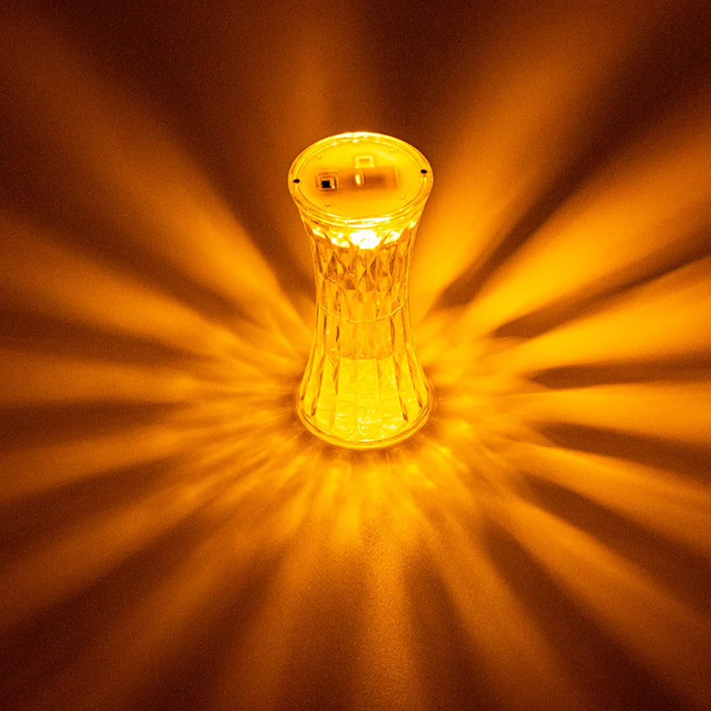 LED Night Light Crystal Diamond Table Lamp Transparent Acrylic Night Lamp Bedroom Bedside Reading Lamp