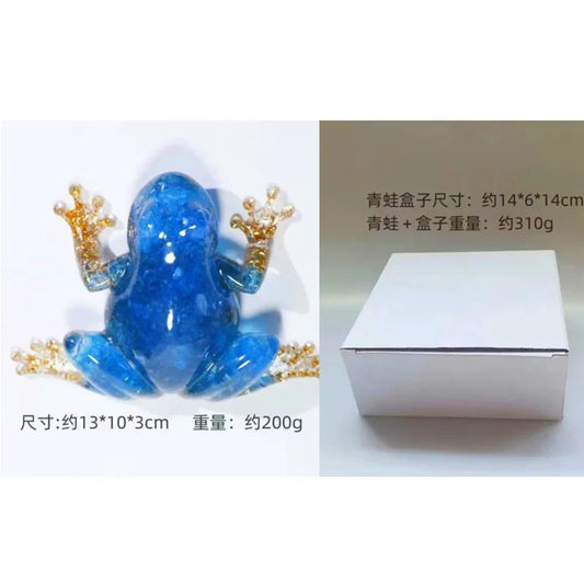 Resin Frog Decor with Crystal Pebbles - Cute Desktop Ornament, Car Dashboard Figurine, Unique Gift for Nature Lovers