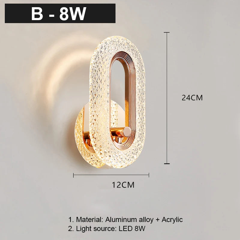 Crystal LED wall lamp modern Nordic wall light sconces indoor lighting home decor for living room bedroom bedside light fixture