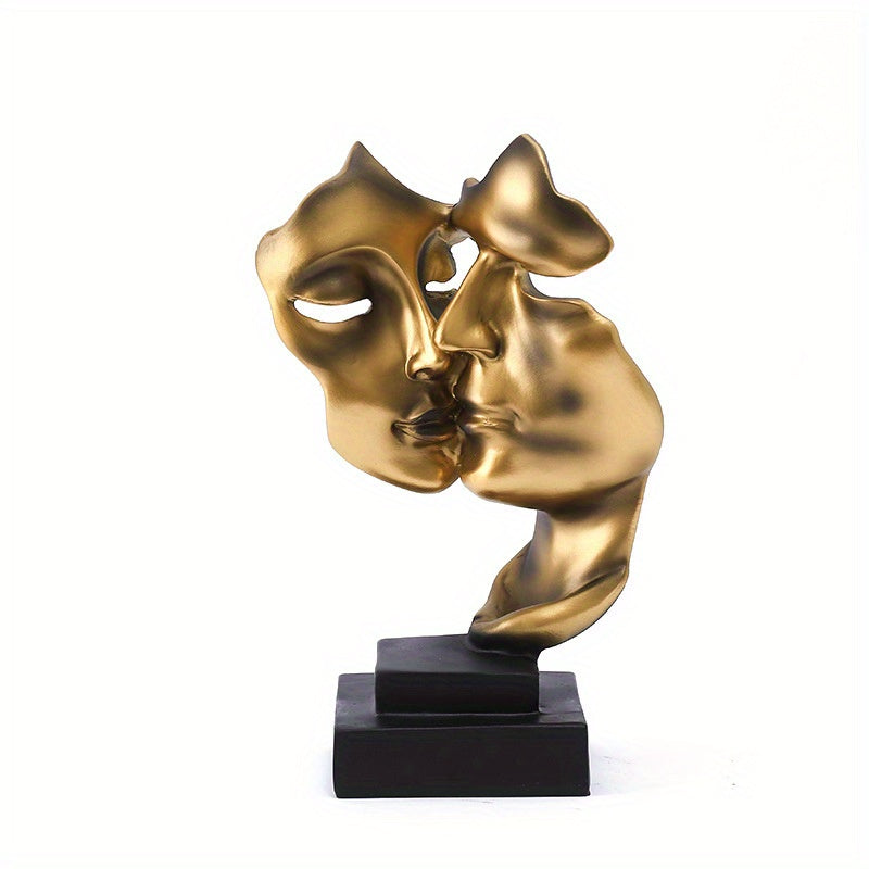 1pc, Abstract Couple Figurine Sculptures, Resin Silence Is Golden Statues, European Style Decorative Ornaments For Home, Living Room, Showroom, TV Cabinet Decor, Office Desk Accessories