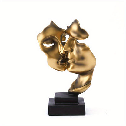 1pc, Abstract Couple Figurine Sculptures, Resin Silence Is Golden Statues, European Style Decorative Ornaments For Home, Living Room, Showroom, TV Cabinet Decor, Office Desk Accessories