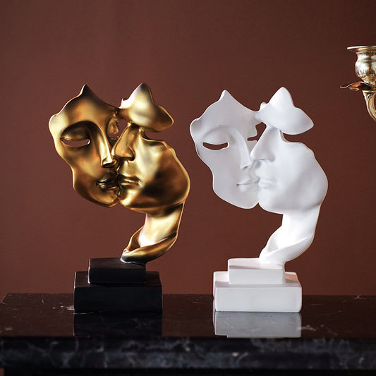 1pc, Abstract Couple Figurine Sculptures, Resin Silence Is Golden Statues, European Style Decorative Ornaments For Home, Living Room, Showroom, TV Cabinet Decor, Office Desk Accessories