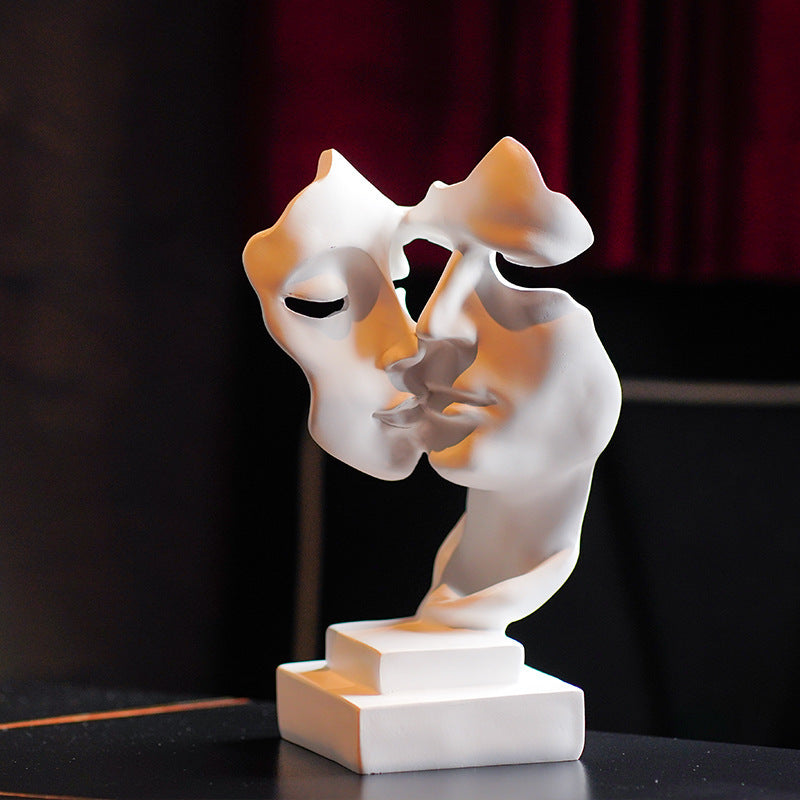 1pc, Abstract Couple Figurine Sculptures, Resin Silence Is Golden Statues, European Style Decorative Ornaments For Home, Living Room, Showroom, TV Cabinet Decor, Office Desk Accessories
