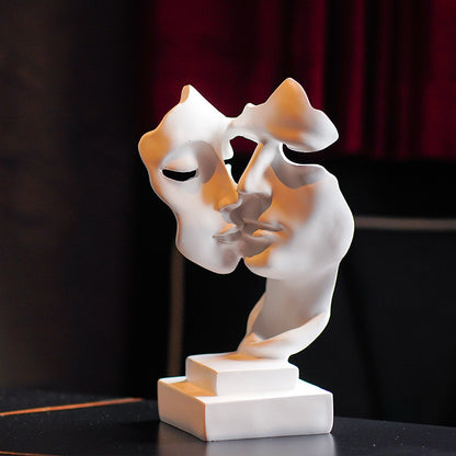 1pc, Abstract Couple Figurine Sculptures, Resin Silence Is Golden Statues, European Style Decorative Ornaments For Home, Living Room, Showroom, TV Cabinet Decor, Office Desk Accessories