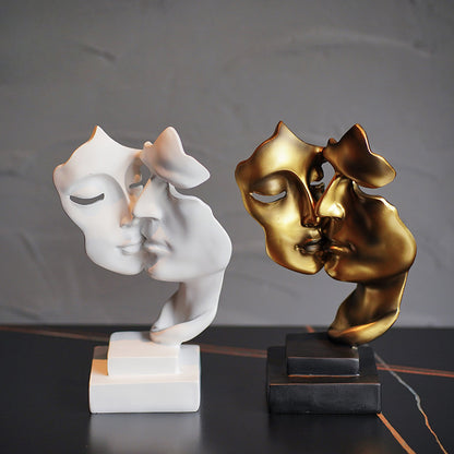 1pc, Abstract Couple Figurine Sculptures, Resin Silence Is Golden Statues, European Style Decorative Ornaments For Home, Living Room, Showroom, TV Cabinet Decor, Office Desk Accessories