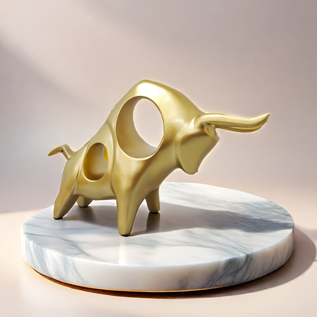 2pcs/Set, Abstract Bull Sculptures, Creative Resin Animal Figurines, Desk Decorative Ornaments For Office, Home Living Room, Bedroom, Cafe, Cozy Bedroom Decor, Gift