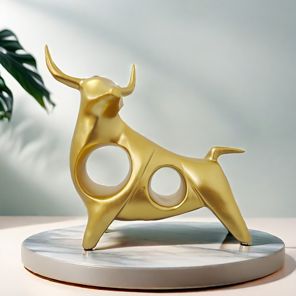 2pcs/Set, Abstract Bull Sculptures, Creative Resin Animal Figurines, Desk Decorative Ornaments For Office, Home Living Room, Bedroom, Cafe, Cozy Bedroom Decor, Gift