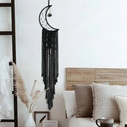 Black Sun Moon Dream Catcher Nordic Macrame Dreamcatcher With Crystal Wall  Room Home Decor Yard Garden Bedroom Decoration