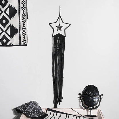 Black Sun Moon Dream Catcher Nordic Macrame Dreamcatcher With Crystal Wall  Room Home Decor Yard Garden Bedroom Decoration