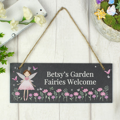 Personalised Fairy Princess Garden Hanging Slate Sign