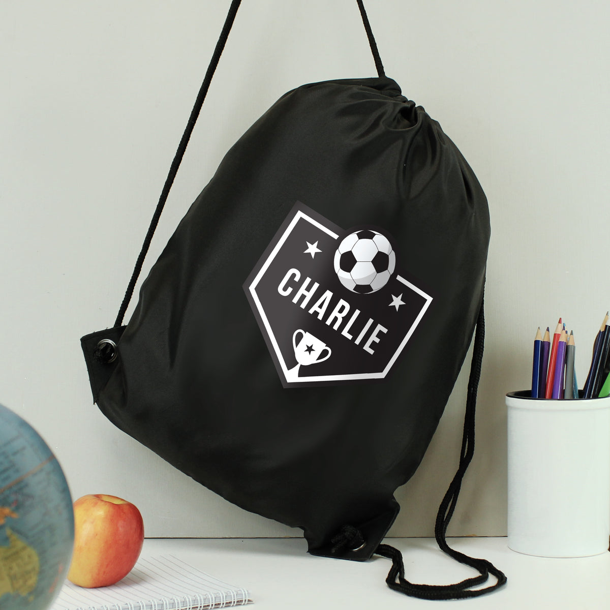 Personalised Football Banner Black Kit Bag