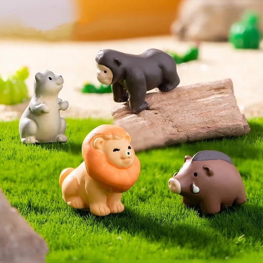 5PCS Miniatures Animals Resin Home Decor Mini Lion Orangutan Wild Boar Bear Otter Fairy Garden DIY Accessories Desk Decoration