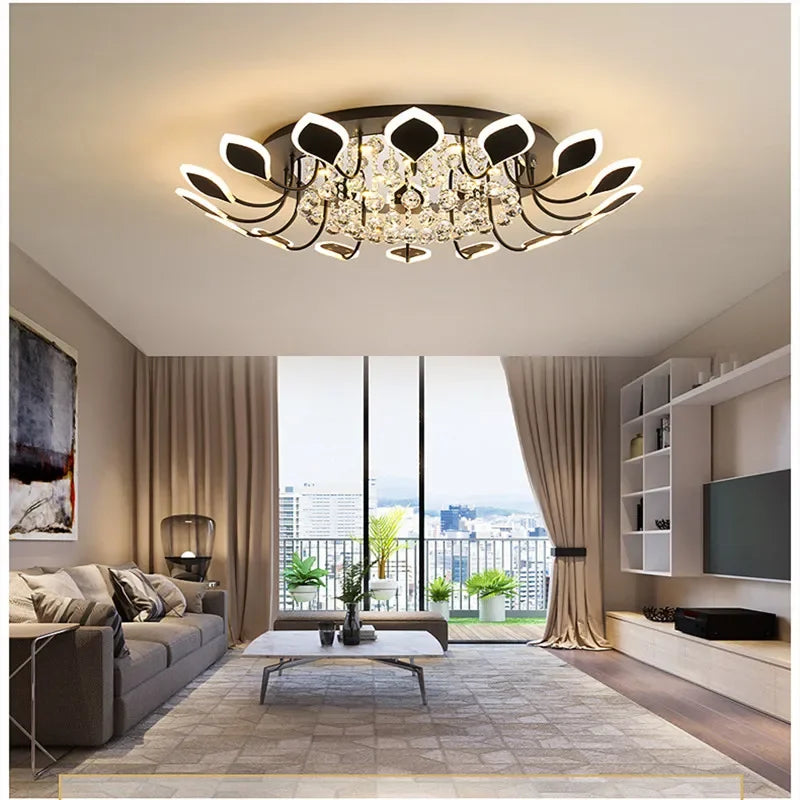 Crystal ceiling lamp modern simple atmosphere household led room lamp restaurant Nordic villa crystal lamp 2022 New Year