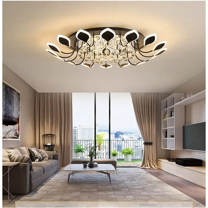 Crystal ceiling lamp modern simple atmosphere household led room lamp restaurant Nordic villa crystal lamp 2022 New Year