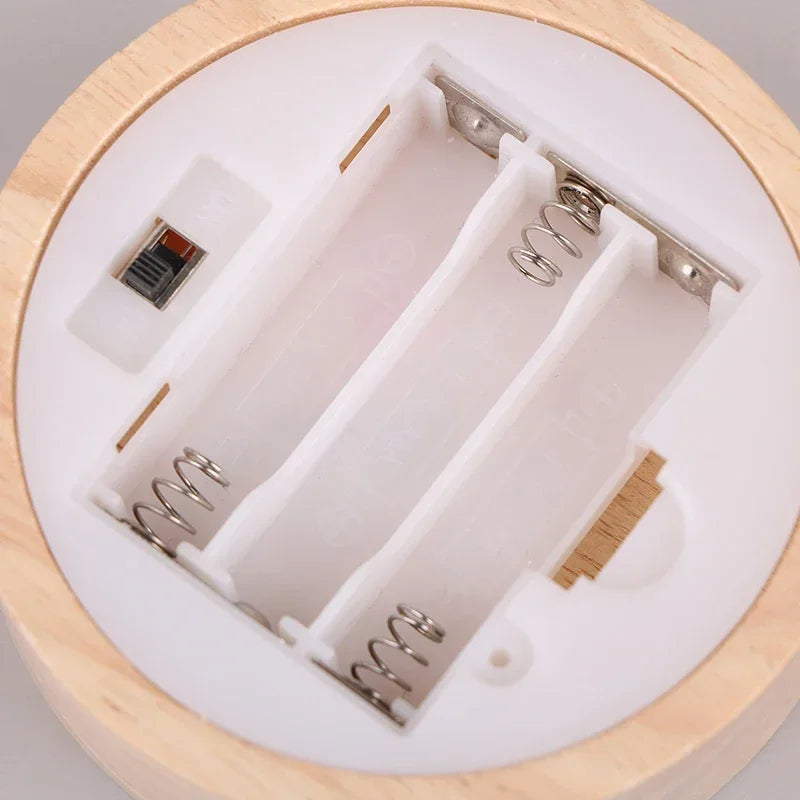 8/10cm Round Wooden LED Light Battery Operated Dispaly Base Stand Holder able Night Lamp Base Crystal Glass Resin Art Ornaments