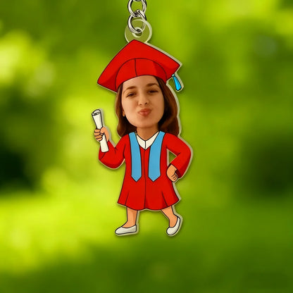1PC 2D Flat Customized Graduation Keychains,Personalized Avatar Keychains, Graduation Cap Diploma Designs,Graduation Party Gifts