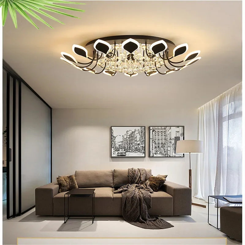 Crystal ceiling lamp modern simple atmosphere household led room lamp restaurant Nordic villa crystal lamp 2022 New Year