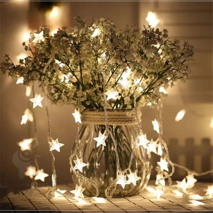 Star String Lights Fairy Lights for Bedroom String Battery Powered Adapter Christmas Lights Wedding Party Ramadan Decorations