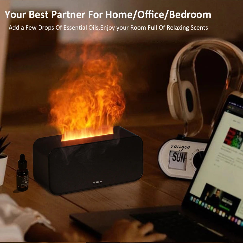 Aroma Air Humidifier Fragrance Diffuser Home Essential Oil Diffuser Automatic Flame Air Humidifier Mist Maker With LED Light