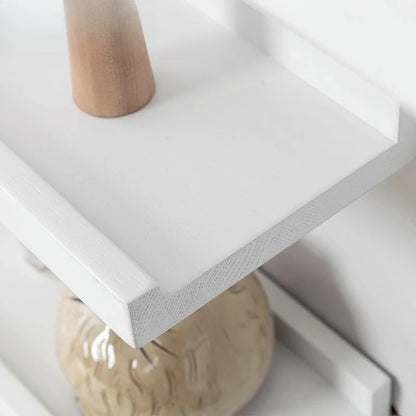 Floating Shelves Wall Mounted, White Solid Wood Drill Hanging Shelf, Storage Rack for Living Room, Bedroom, Study, Entrance