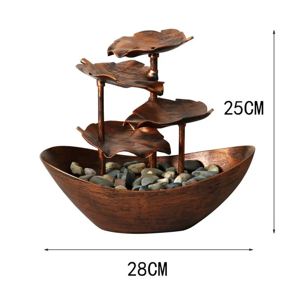 Tabletop Water Fountain 4-Tier Lotus Leaf Small Waterfall Fountain USB Desk Fountain Automatic Pump With Power Switch Home Decor