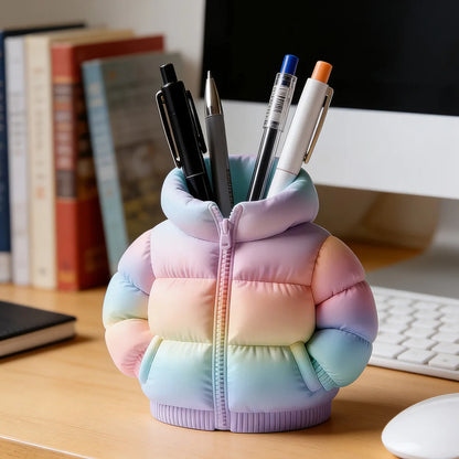 Cute 3D Printed Down Jacket Design Pen Holder Creative Storage Desk Decoration Creative Desktop Storage Organizer
