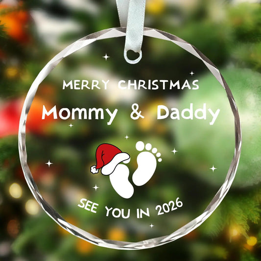 2026 New Year Baby Announcement Ornament, Merry Christmas Mommy and Daddy Christmas Pregnancy Announcement, New Parents Pendant