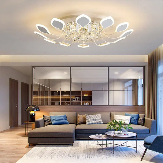 Crystal ceiling lamp modern simple atmosphere household led room lamp restaurant Nordic villa crystal lamp 2022 New Year