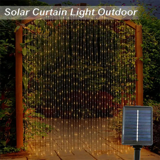 Fairy LED Curtain String Lights Outdoor Solar Powered for Window Christmas Party Outdoor Garden Wedding Holiday Decoration