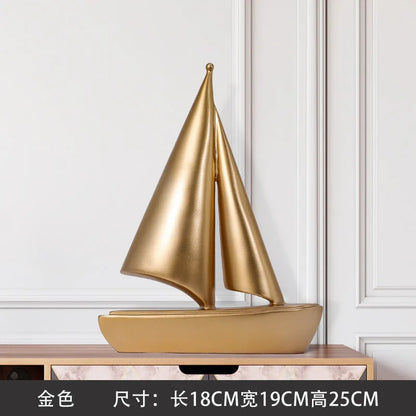 Modern Simple Office Desk Ornament Sailing Golden Study Decoration Decorative Home Accessories Luxury Home Decoration Articles