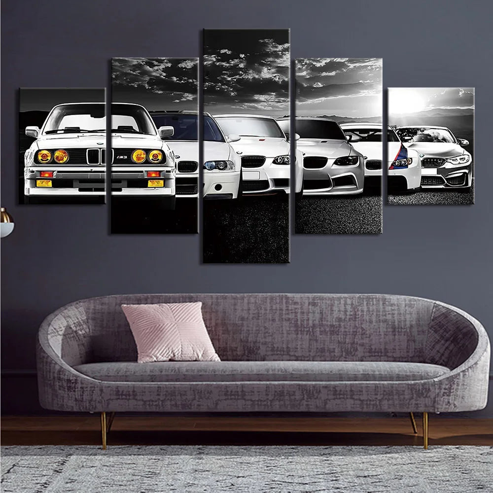 5 Pieces Wall Art Canvas Poster Abstract Retro Car Decor Painting Living Room Picture Print Bedroom Wallpaper Home Decoration