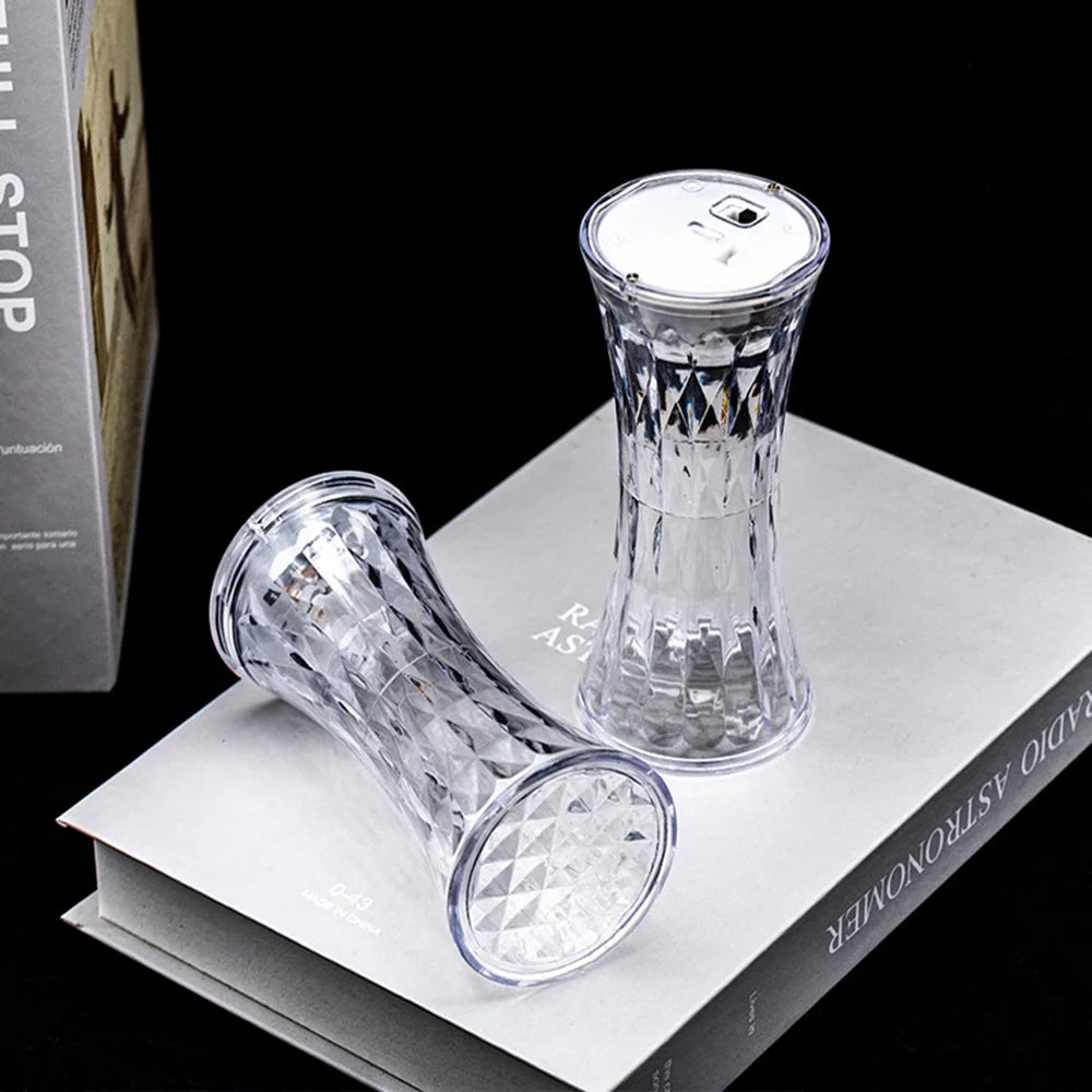 LED Night Light Crystal Diamond Table Lamp Transparent Acrylic Night Lamp Bedroom Bedside Reading Lamp