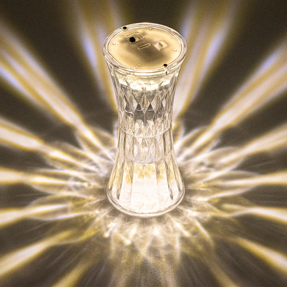 LED Night Light Crystal Diamond Table Lamp Transparent Acrylic Night Lamp Bedroom Bedside Reading Lamp