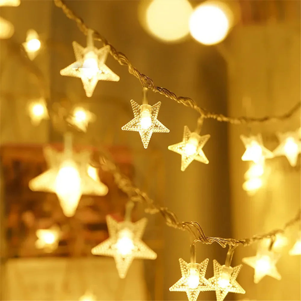 Star String Lights Fairy Lights for Bedroom String Battery Powered Adapter Christmas Lights Wedding Party Ramadan Decorations