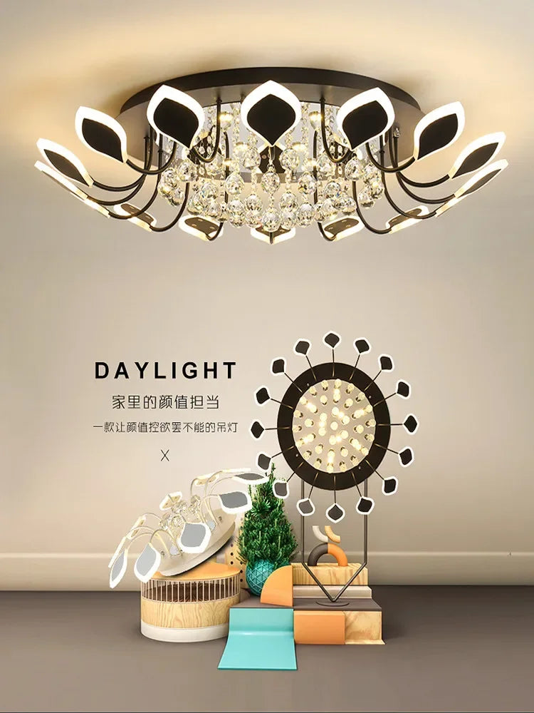 Crystal ceiling lamp modern simple atmosphere household led room lamp restaurant Nordic villa crystal lamp 2022 New Year