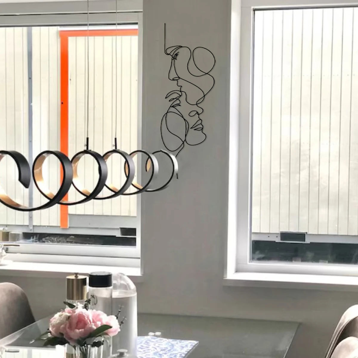 Metal Wall Art Decor Minimalist Facial Line Wall Decor Abstract Iron Wall Sculpture Modern Hanging Wall Art Decor Living Room