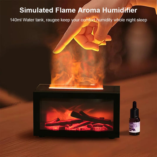 Aroma Humidifier Essential Oil Diffuser Air Humidifier Aromatherapy Fragrance Diffuser Mini Home Flame Humidifier with LED Night