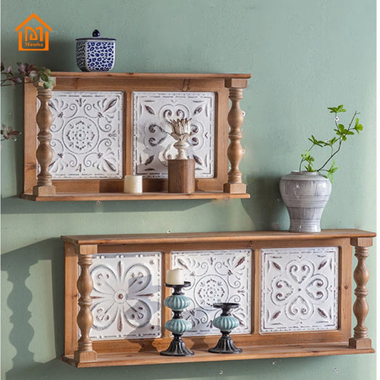 Multi-Function Wall Hanging Shelf Home Decor Furniture Rustic Floating Wooden Shelves For