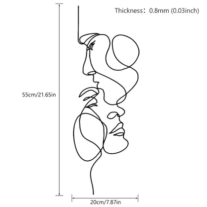 Metal Wall Art Decor Minimalist Facial Line Wall Decor Abstract Iron Wall Sculpture Modern Hanging Wall Art Decor Living Room