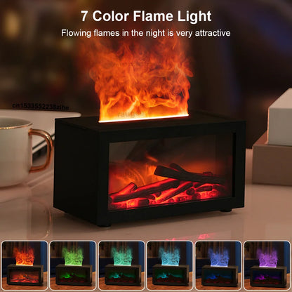 Aroma Humidifier Essential Oil Diffuser Air Humidifier Aromatherapy Fragrance Diffuser Mini Home Flame Humidifier with LED Night
