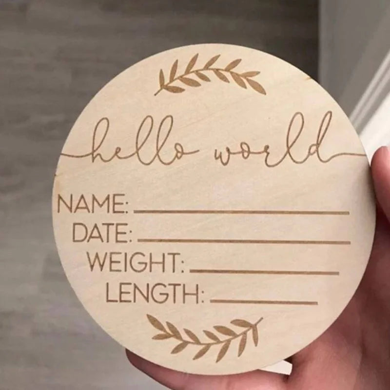 Hello World Wooden Baby Token Milestone St Newborn Monthly Growth Recording Cards Baby Birth Commemorative Cards Photography Pro
