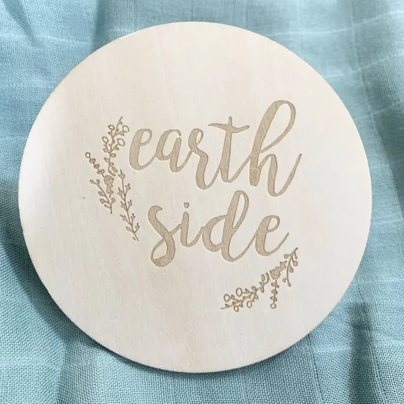 Hello World Wooden Baby Token Milestone St Newborn Monthly Growth Recording Cards Baby Birth Commemorative Cards Photography Pro