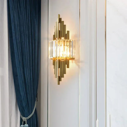 Crystal light luxury bedroom wall lamps  Nordic modern and simple background wall lighting fixtures