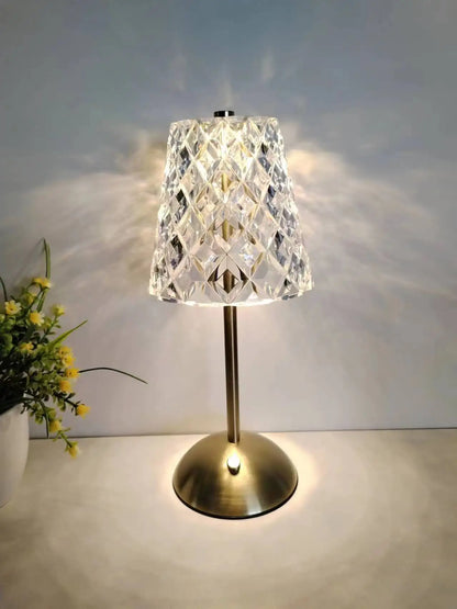 Crystal Led Table Lamp Rechargeable Book Light Night Light for Reading Bedside Bedroom Atmosphere Retro Hotel Bar Decor Dimmable