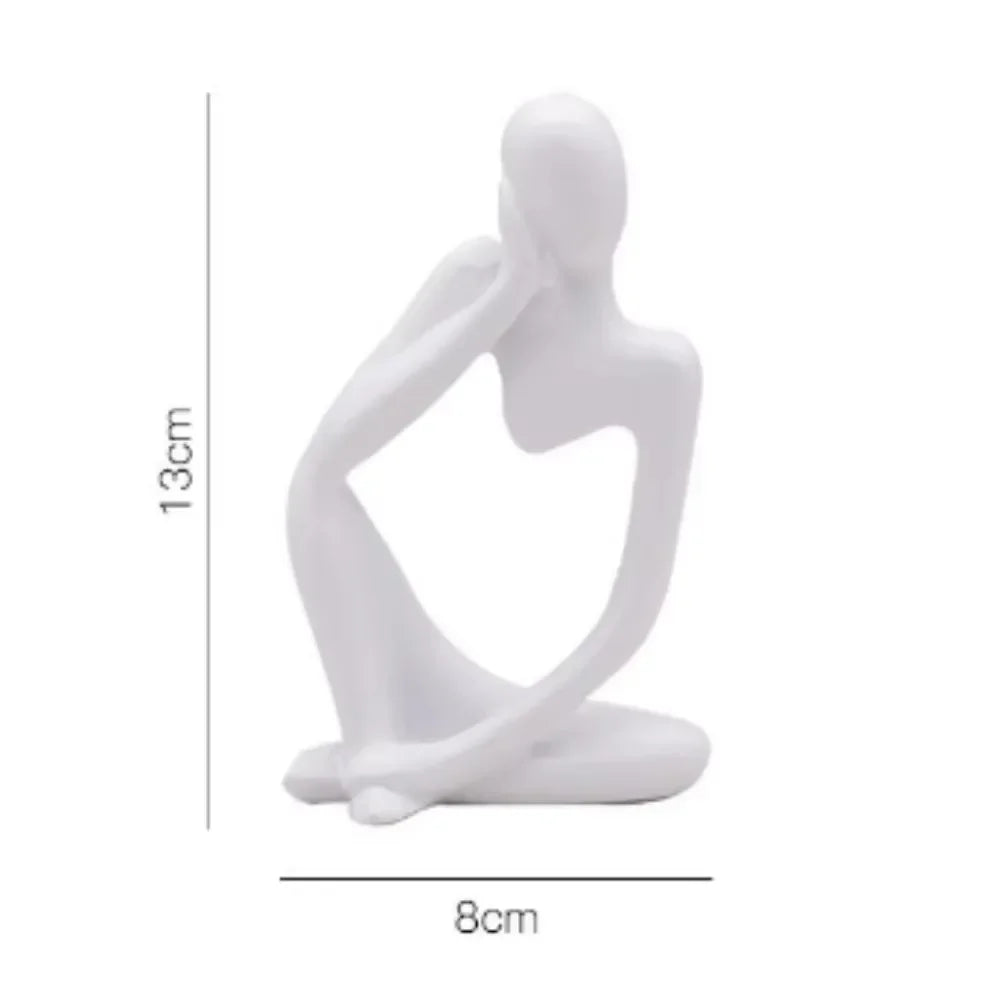 Decorations for Home Living Room Office Mini Thinker Sculpture Ornaments Resin Black Modern Abstract Sculptures Desktop