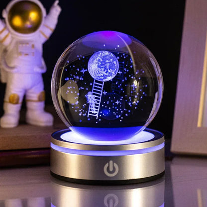 Crystal Ball Night Lights Glowing Planet Galaxy Astronaut 3D RGB Moon Atmosphere Lamp Tabletop Decorations Kid Gifts home decor