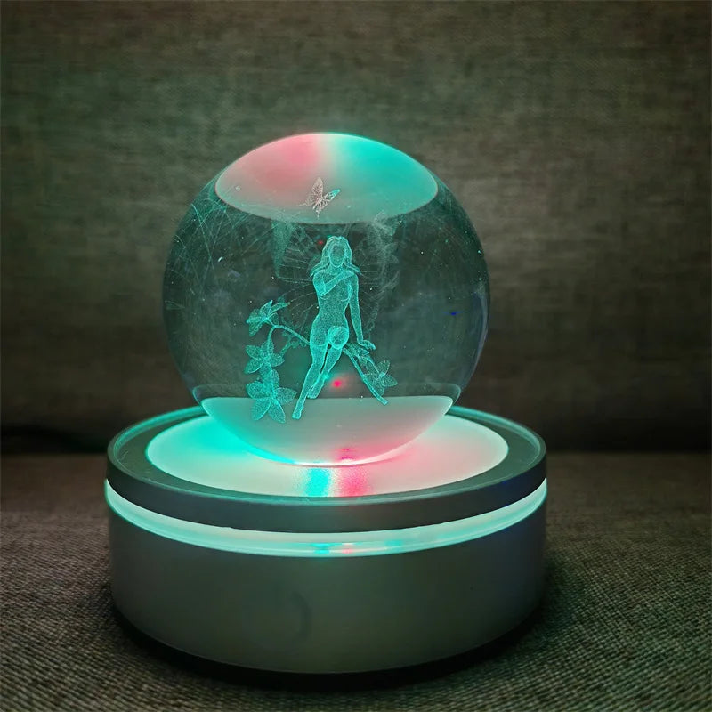 Crystal Ball Night Lights Glowing Planet Galaxy Astronaut 3D RGB Moon Atmosphere Lamp Tabletop Decorations Kid Gifts home decor